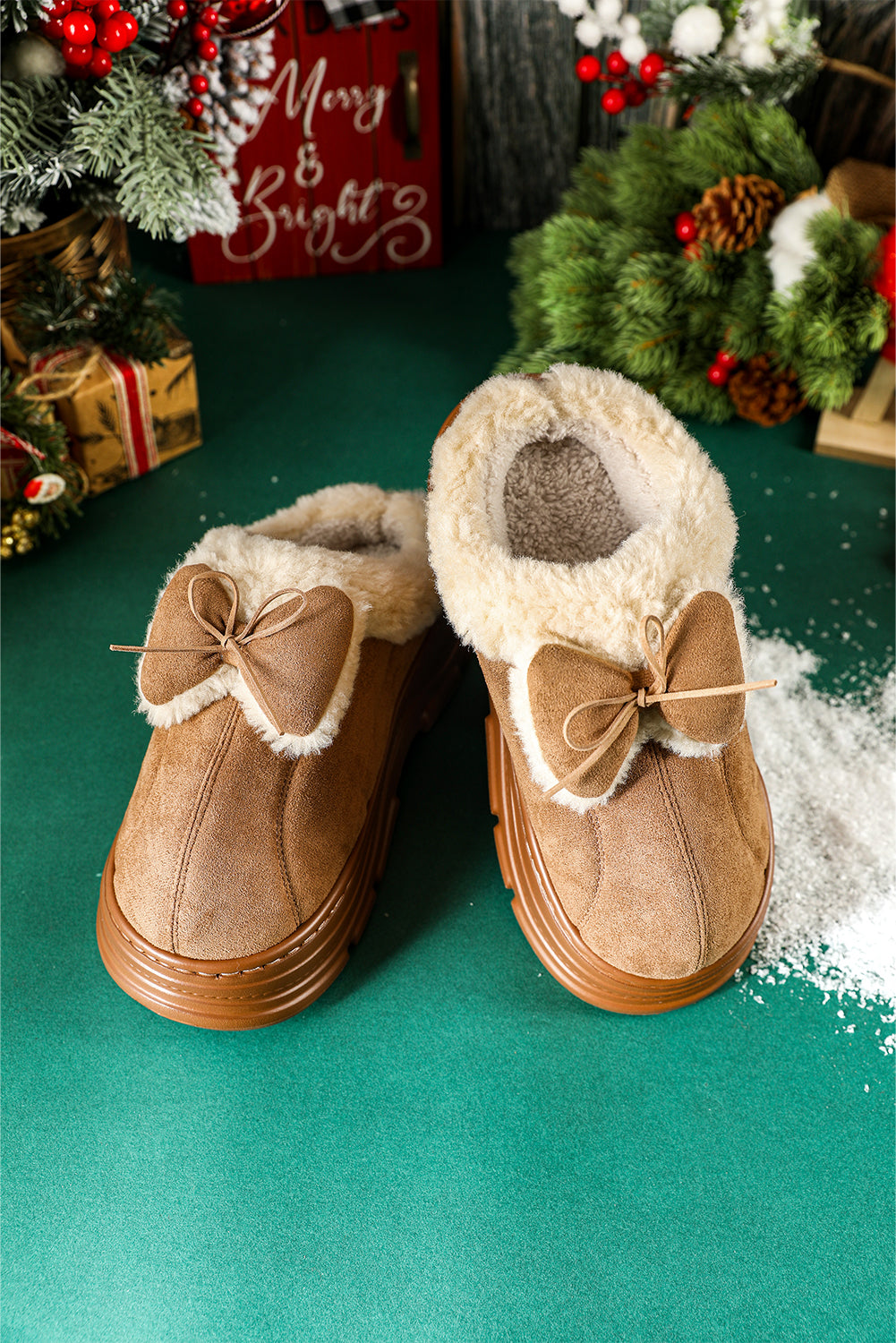 Brynlee Bow Decor Clog Slippers-Threaded Pear