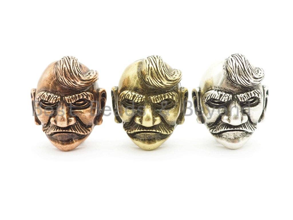 Antique Old Man Head Bead, For 550 Paracord EDC Survival Bracelet, Men's Bracelet Beads, Paracord KeyChain Beads,19x22x17mm,1pc,sku#Y126