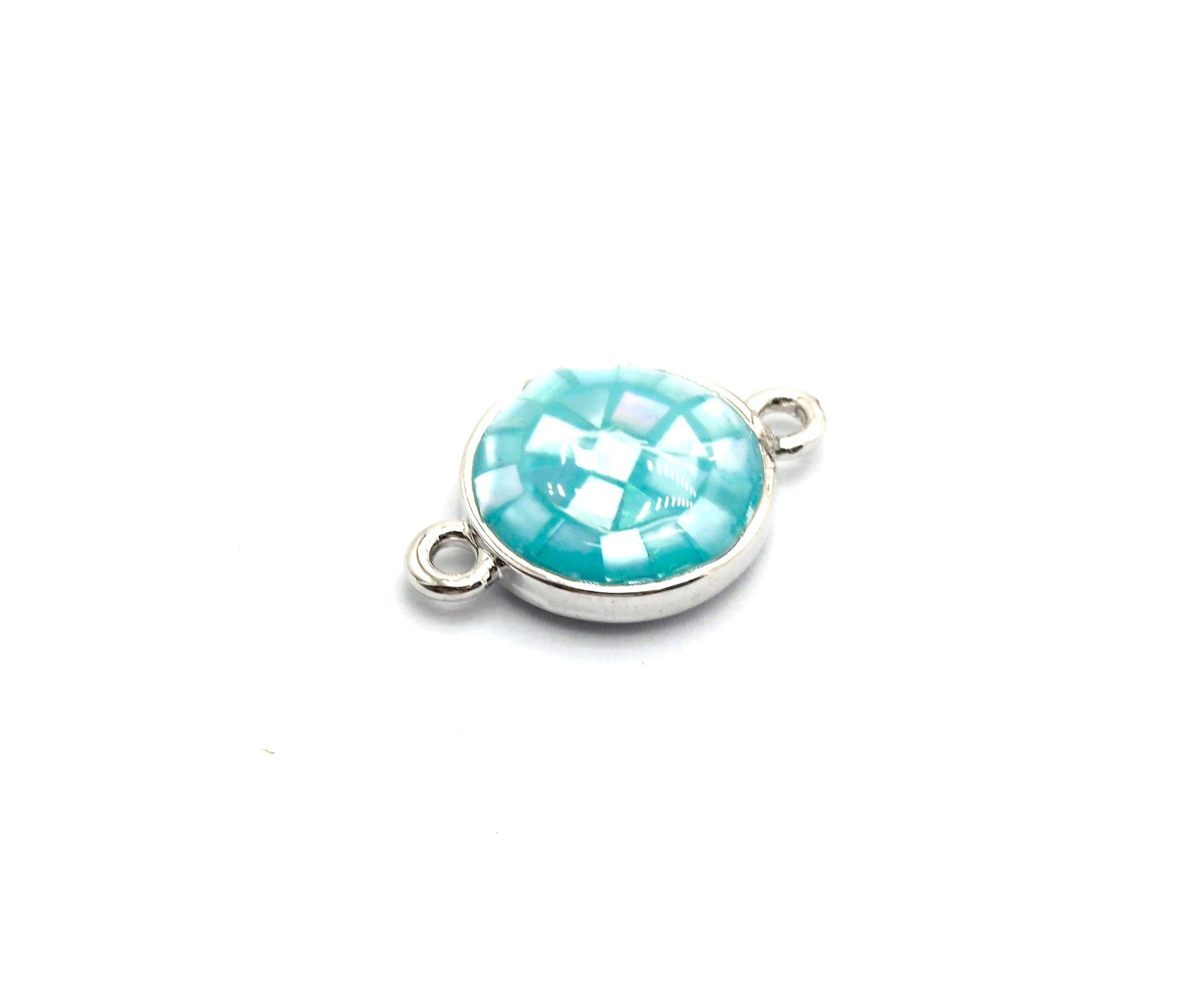 Natural Blue Shell Round Shape Charm, 15x10mm, Sku#Z280