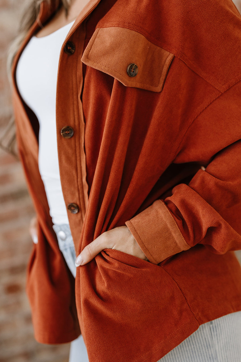 Andrea Drop Shoulder Casual Shacket-Threaded Pear