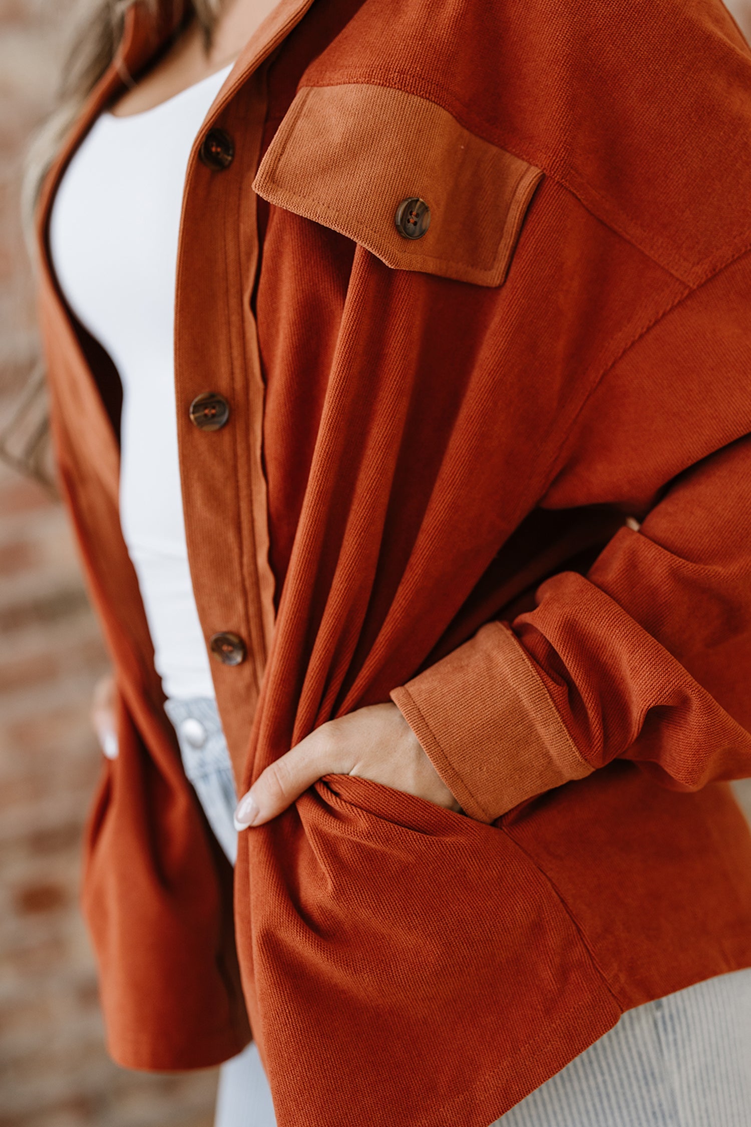 Andrea Drop Shoulder Casual Shacket-Threaded Pear