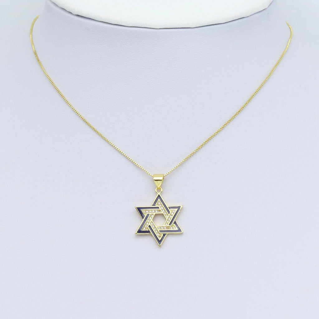 CZ Cobalt Enamel Jewish Star of David Jewish, Sku#LX601