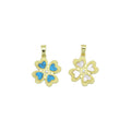 White Pearl Turquoise Stone Gold Clover Charm Pendant, Sku#LX761