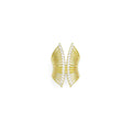 Clear CZ Gold Fan Shape Statment Adjustable Ring, Sku#LX573