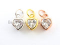 2pcs CZ Micro Pave Heart Shape ClearCubic Zirconia Charm, Necklace Bracelet Earring Charm in Gold/Silver/Rose Gold,6x9mm,sku#Y159
