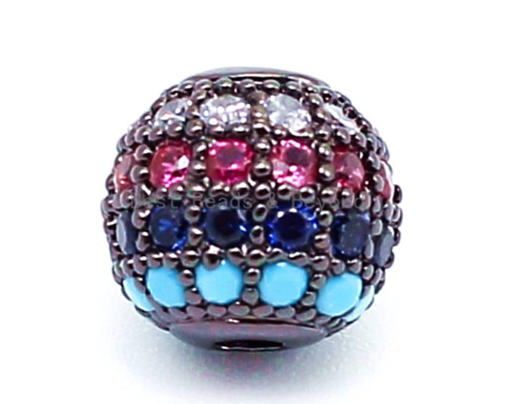 6mm,8mm,10mm CZ Micro Pave Round Ball Beads, Rainbow/Green/Turquoise/Fuchsia/Blue/Purple/Bronze Color CZ Ball Space Beads,1/2pcs,sku#G308