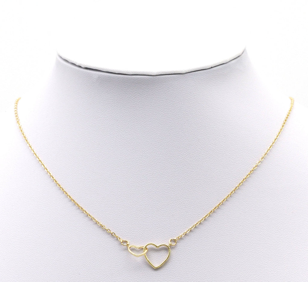 Gold Double Heart Connecter Charm, Sku#LX110-Bestbeads & Beyond
