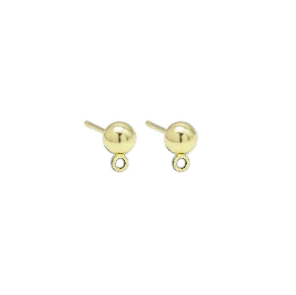 Gold Round Ball Stud Earrings with hoop, Sku#LX383