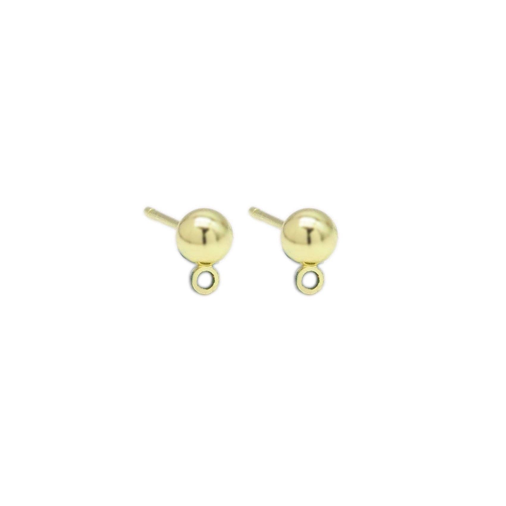 Gold Round Ball Stud Earrings with hoop, Sku#LX383