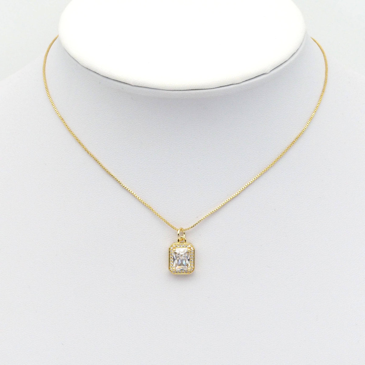 Clear Green Rectangle CZ Gold Charm, Sku#Y852