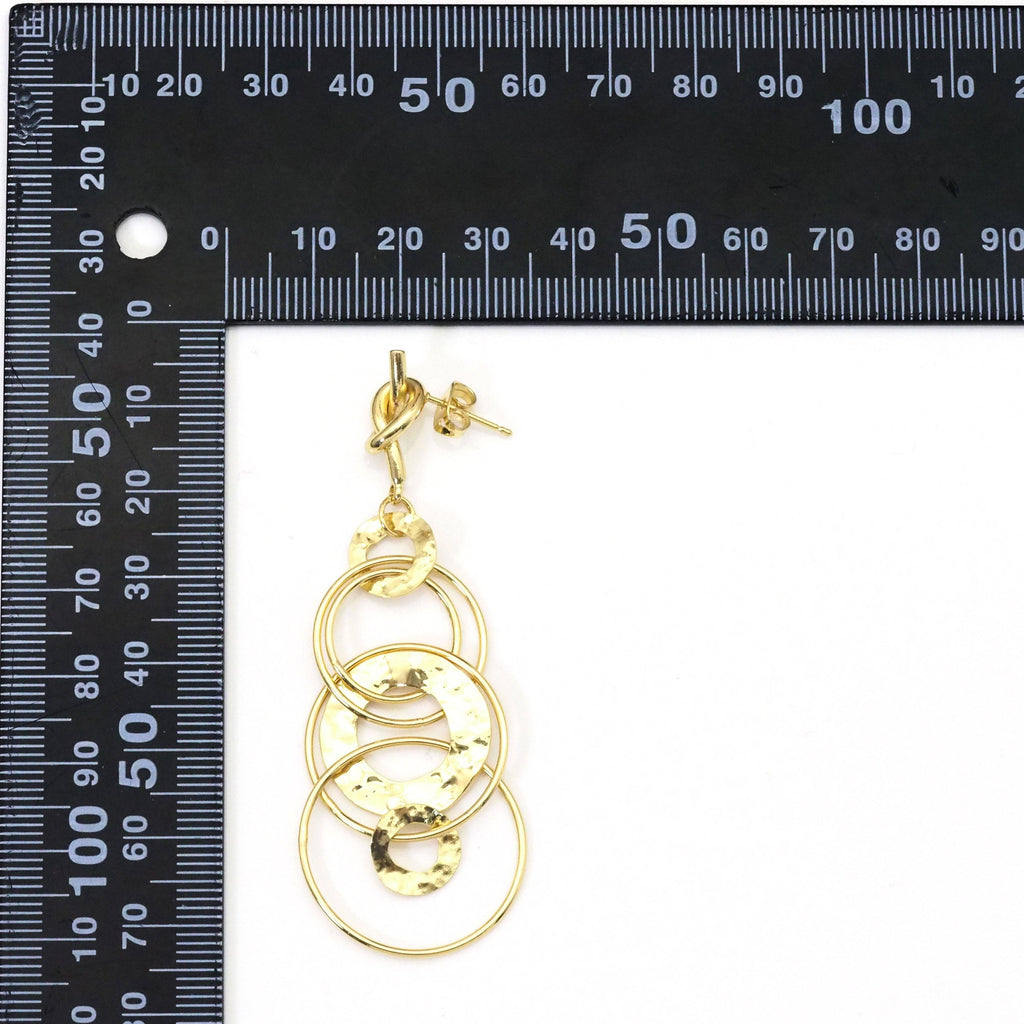Gold Filled Long Circles Link Knot Dangle Earrings, Sku#Y782