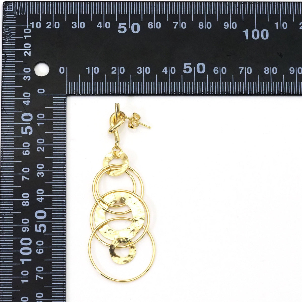 Gold Filled Long Circles Link Knot Dangle Earrings, Sku#Y782