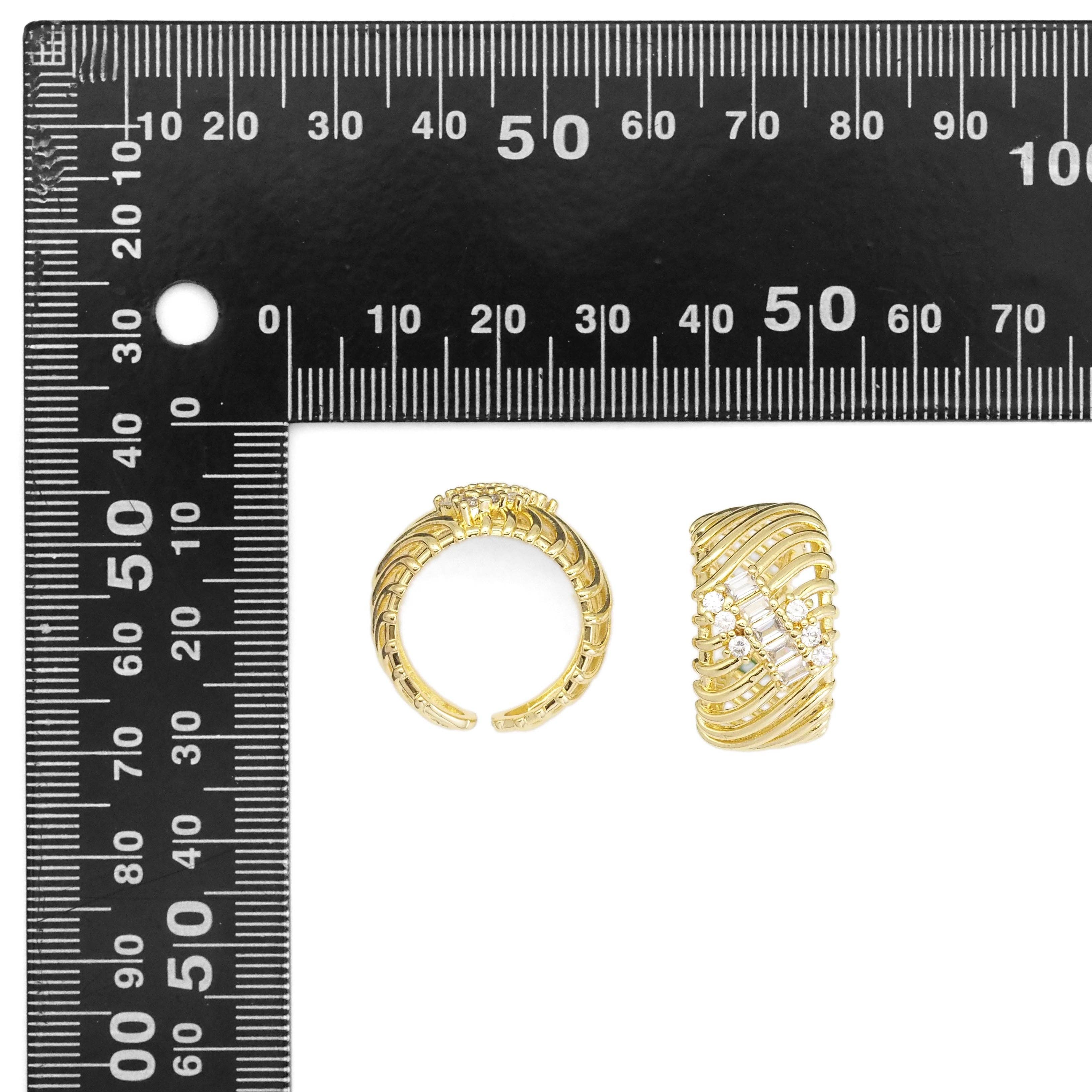 Gold CZ Hollow out Dome Adjustable Ring, Sku#LX275