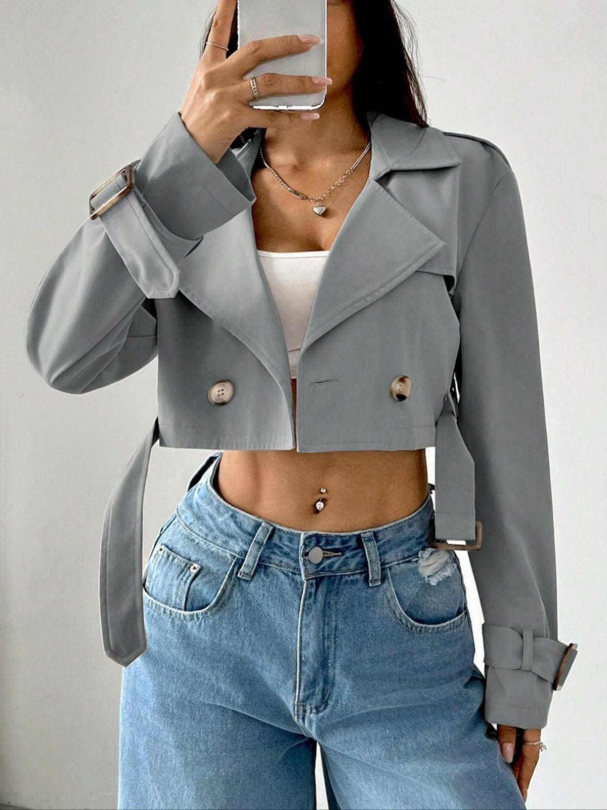 Double-Breasted Cropped Outerwear