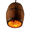 Wooden barrel-shaped pendant light