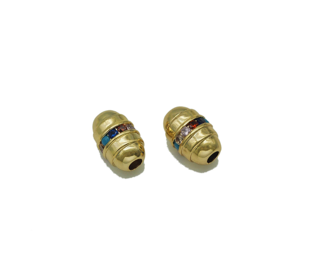 Colorful CZ Oval Tube Spacer Beads, Sku#Y688