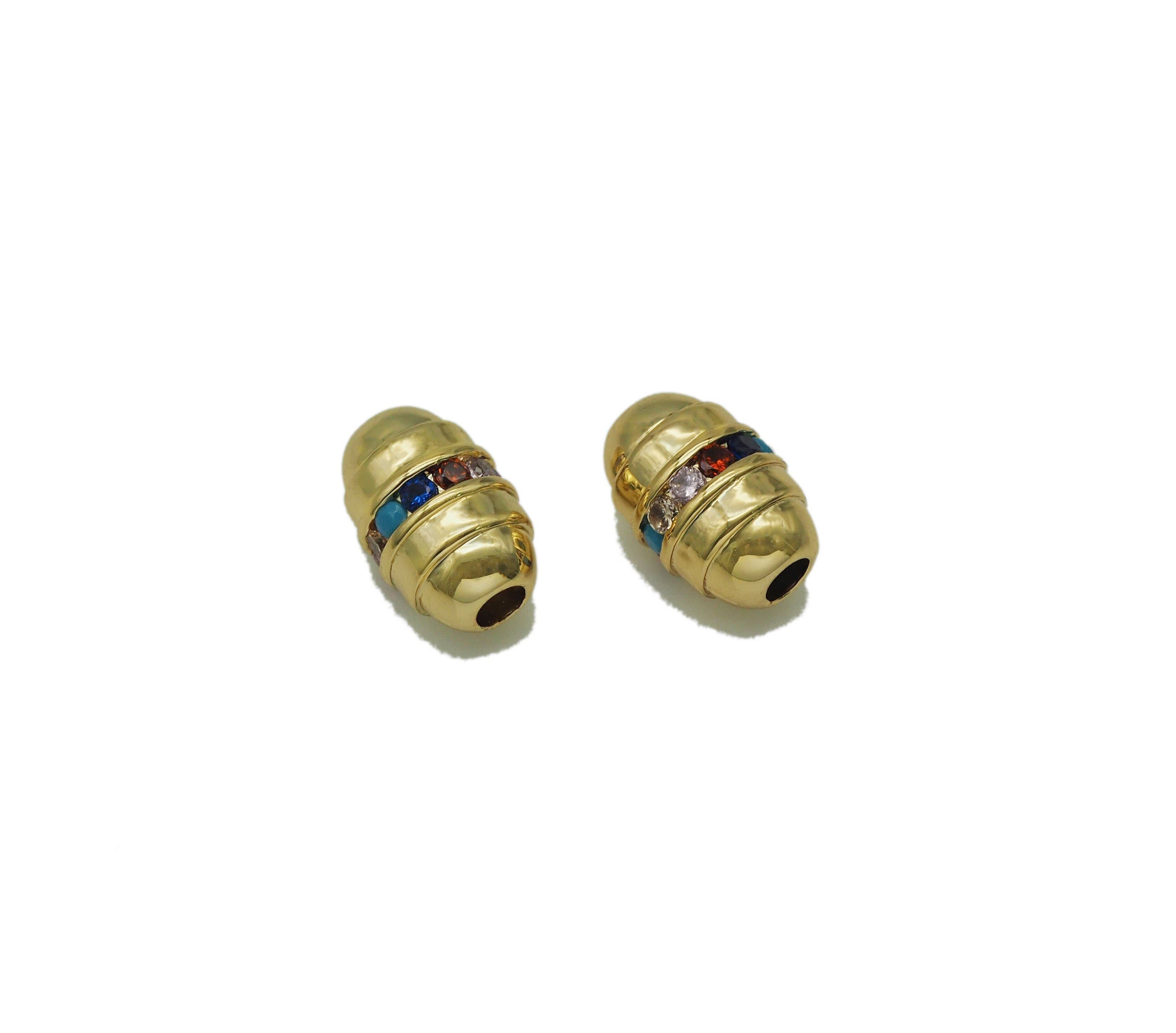 Colorful CZ Oval Tube Spacer Beads, Sku#Y688
