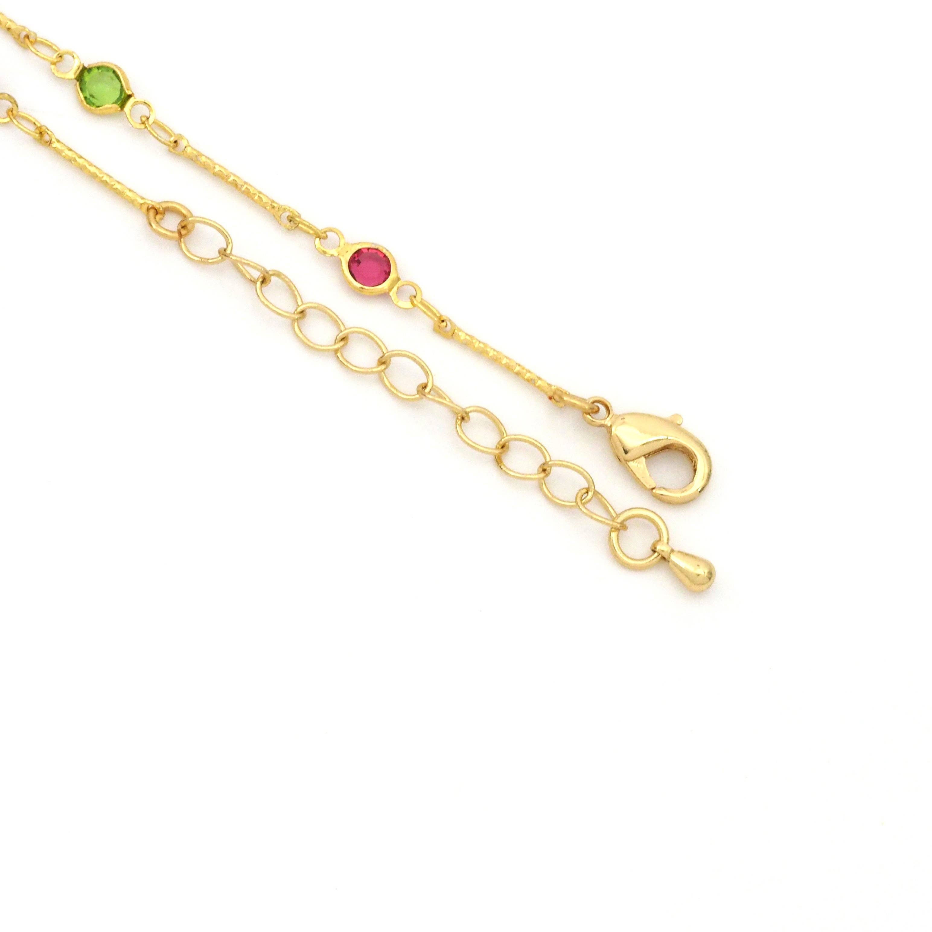 Colorful Crystal Gold Adjustable Necklace,sku#EF279