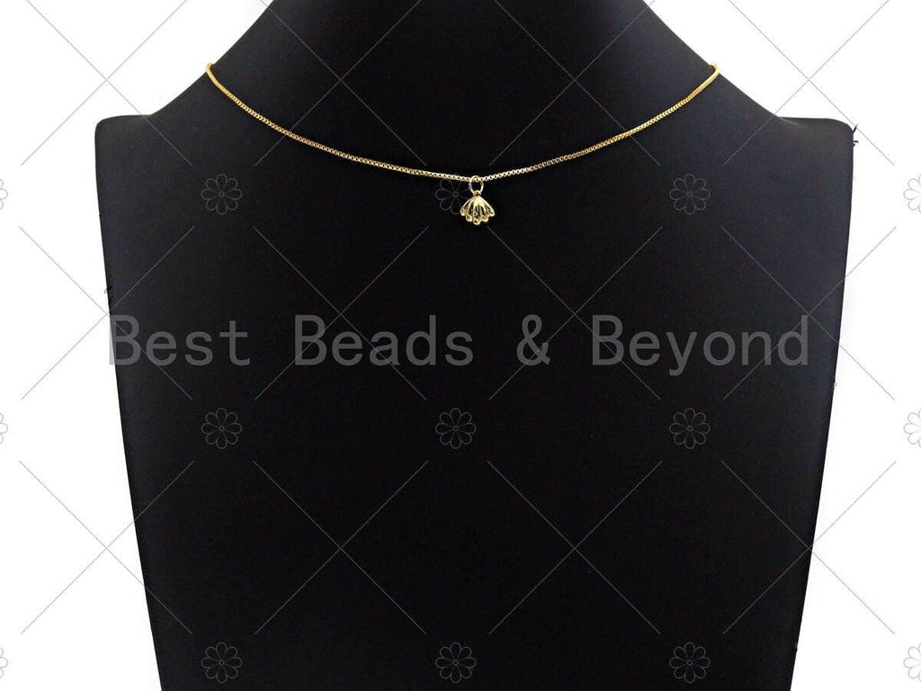 Cute CZ Micro Pave Clam Shell Shaped Pendant/Charm, Gold/Rose Gold/Black/Silver sea shell charm, Beach jewelry, 9mm, sku#Y293