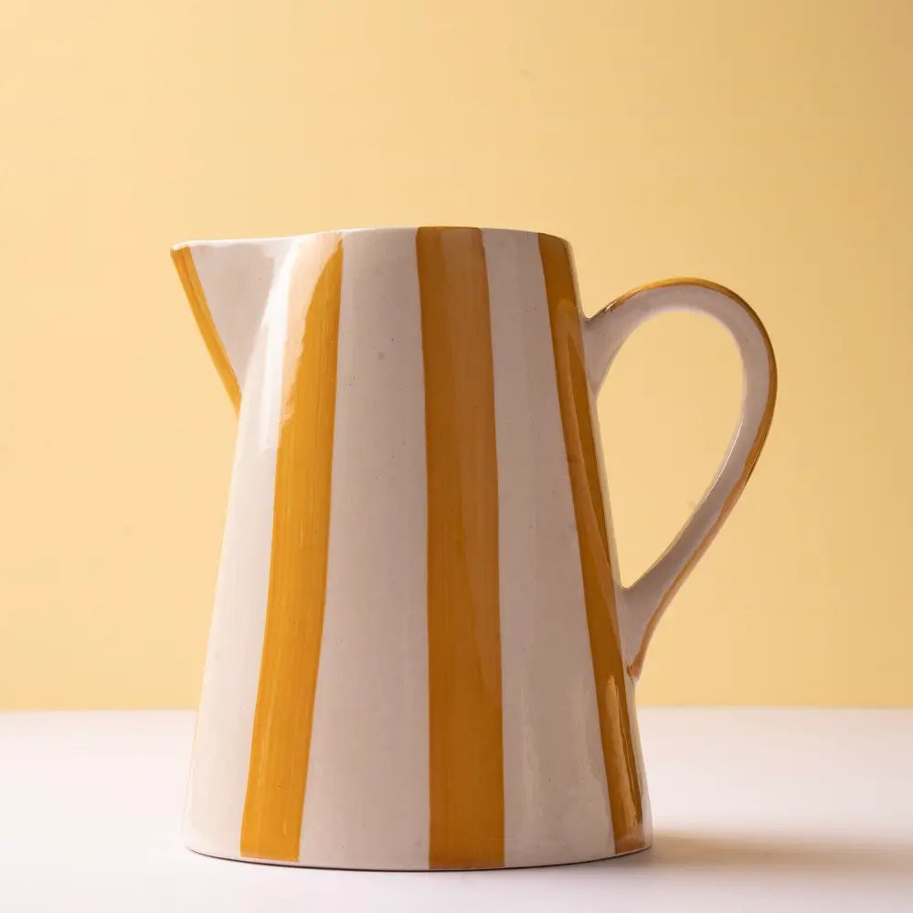 Yellow Pitcher | Handpainted Stoneware | 8.25 x 8.25 x 8 in