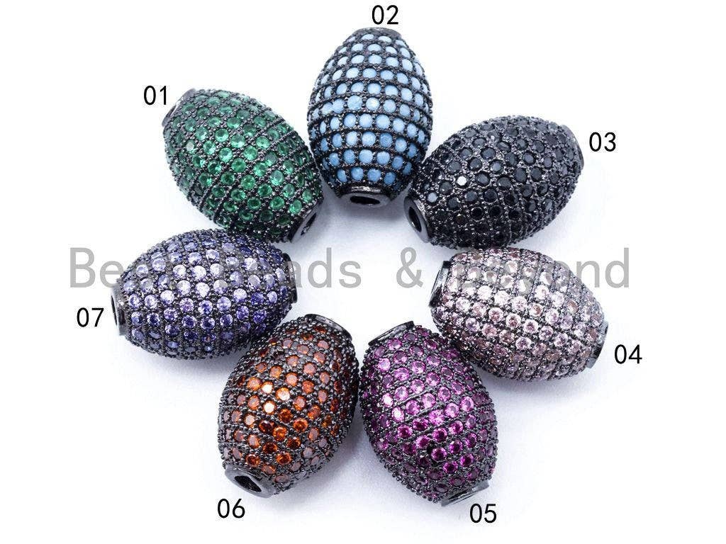 Colored CZ Micro Pave Barrel Drum Spacer Beads, Green Purple Orange Black Blue Space Beads for Necklace Bracelt, 16x16x12mm, sku#G187