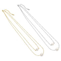 White Gold Dainty Chain Freshwater Pearl Layered Necklace, Sku#EF377