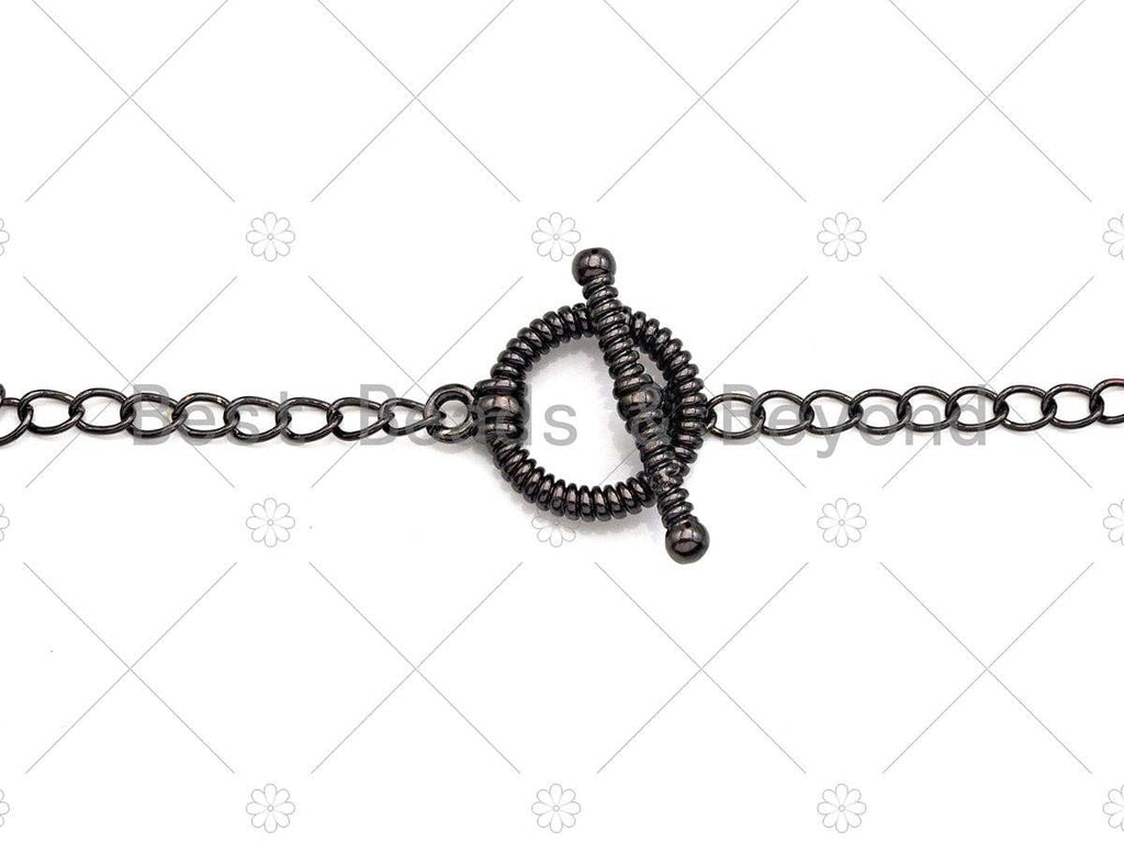 1Set/2 Sets Textured Toggle Clasp with extension chain, Gold/Silver/Rose Gold/Gunmetal Color Toggle Clasp, 12mm, sku#Y290