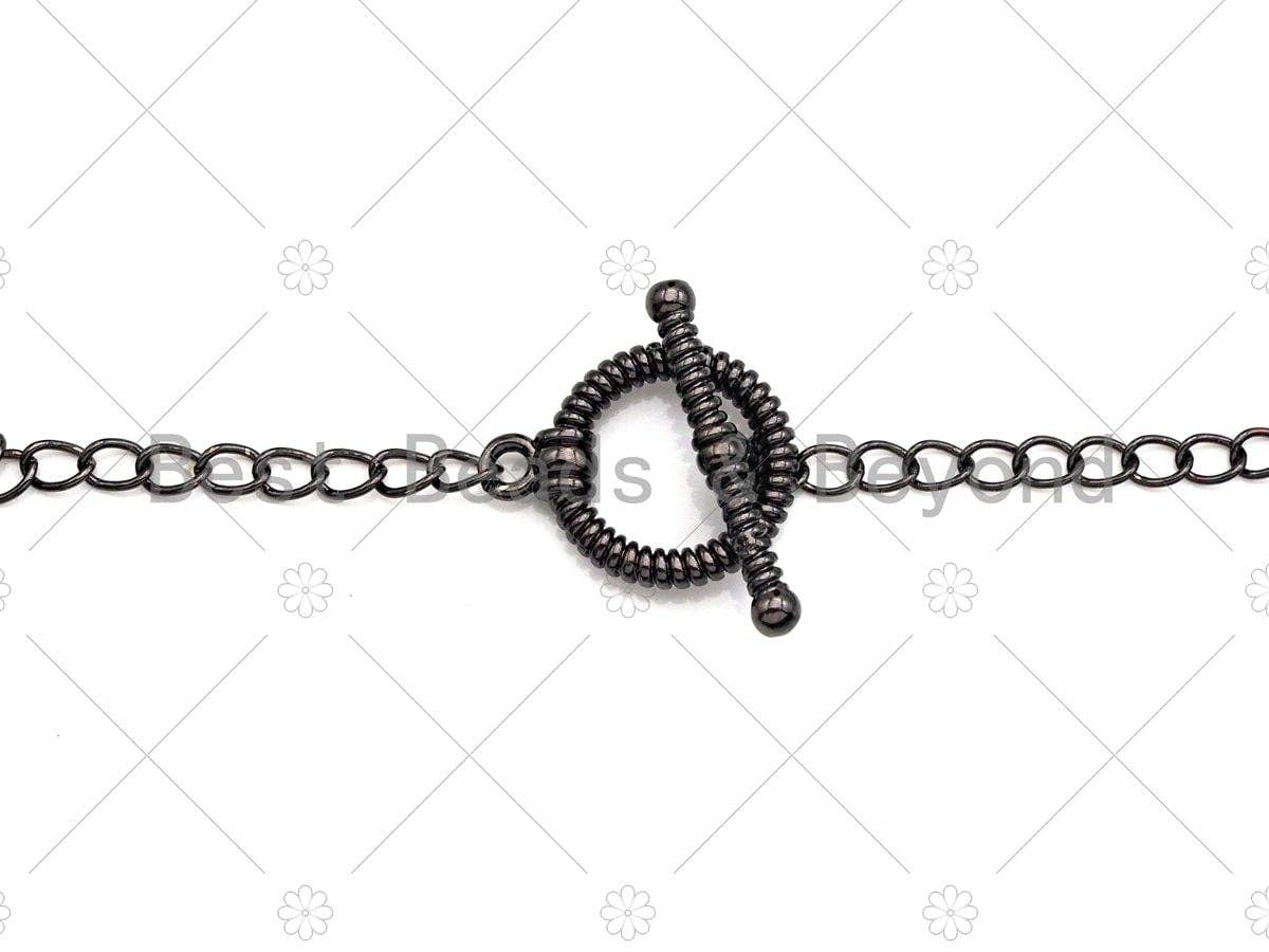1Set/2 Sets Textured Toggle Clasp with extension chain, Gold/Silver/Rose Gold/Gunmetal Color Toggle Clasp, 12mm, sku#Y290