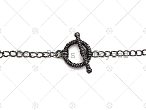1Set/2 Sets Textured Toggle Clasp with extension chain, Gold/Silver/Rose Gold/Gunmetal Color Toggle Clasp, 12mm, sku#Y290
