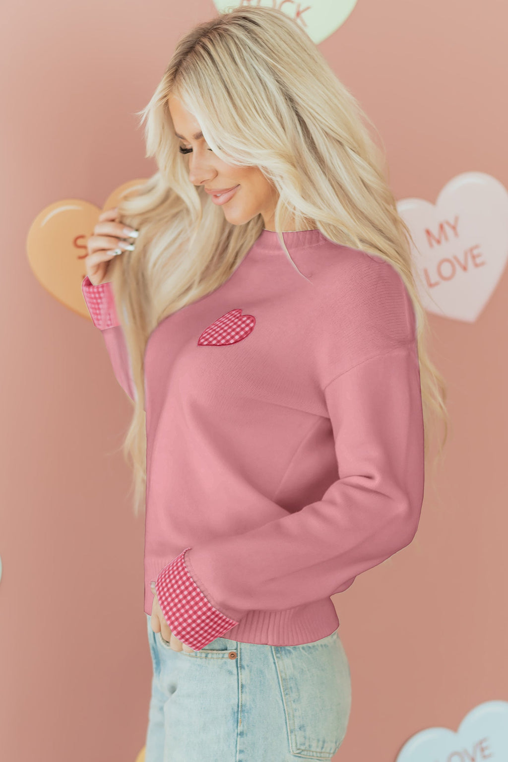 Goldie Cuffed Drop Shoulder Sweater-Threaded Pear