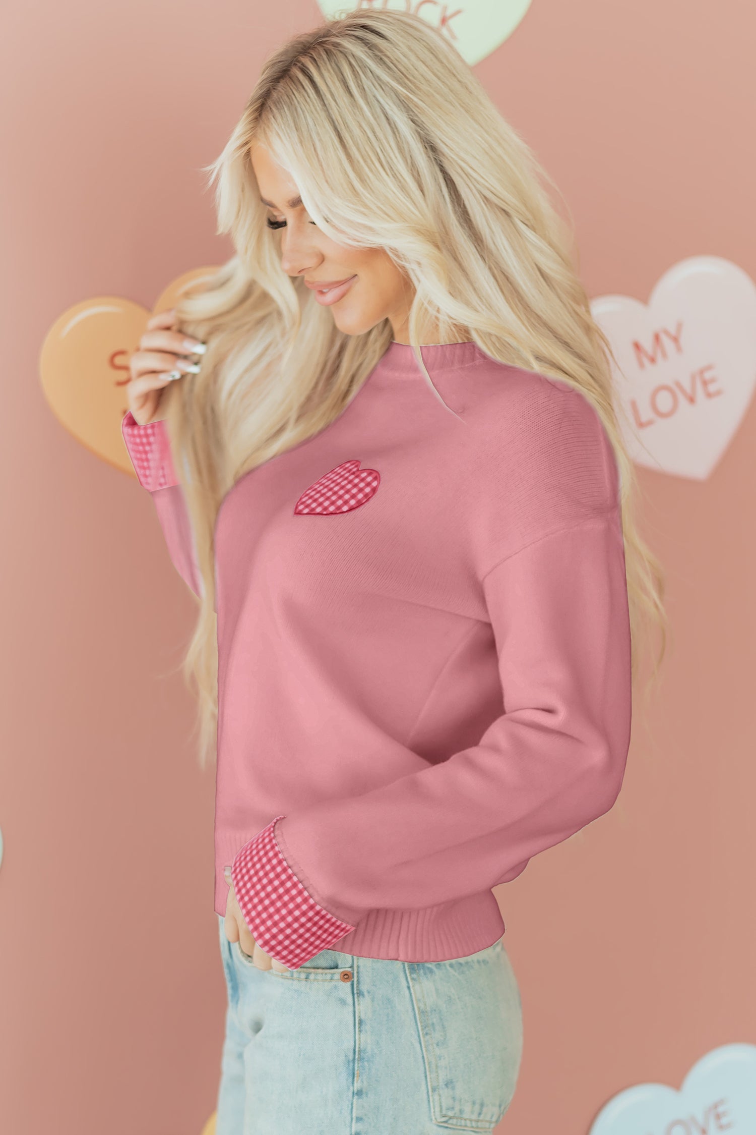 Goldie Cuffed Drop Shoulder Sweater-Threaded Pear