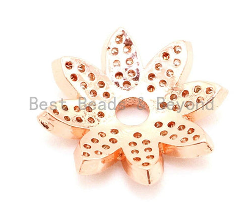 2pcs CZ Micro Pave Flower Bead Cap, Cubic Zirconia Bead Cap, 12x2.5mm,sku#G89