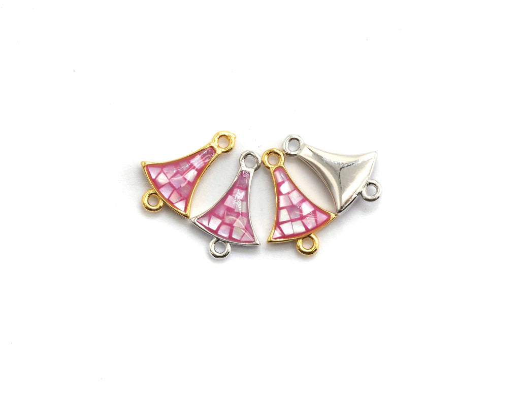 Natural Pink Shell Fan Shape Charm, 15x10mm, Sku#Z264