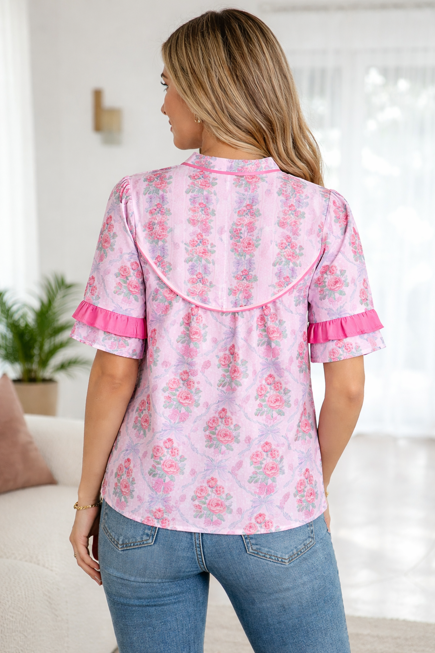 Keyla Ruffled Short Sleeve Blouse