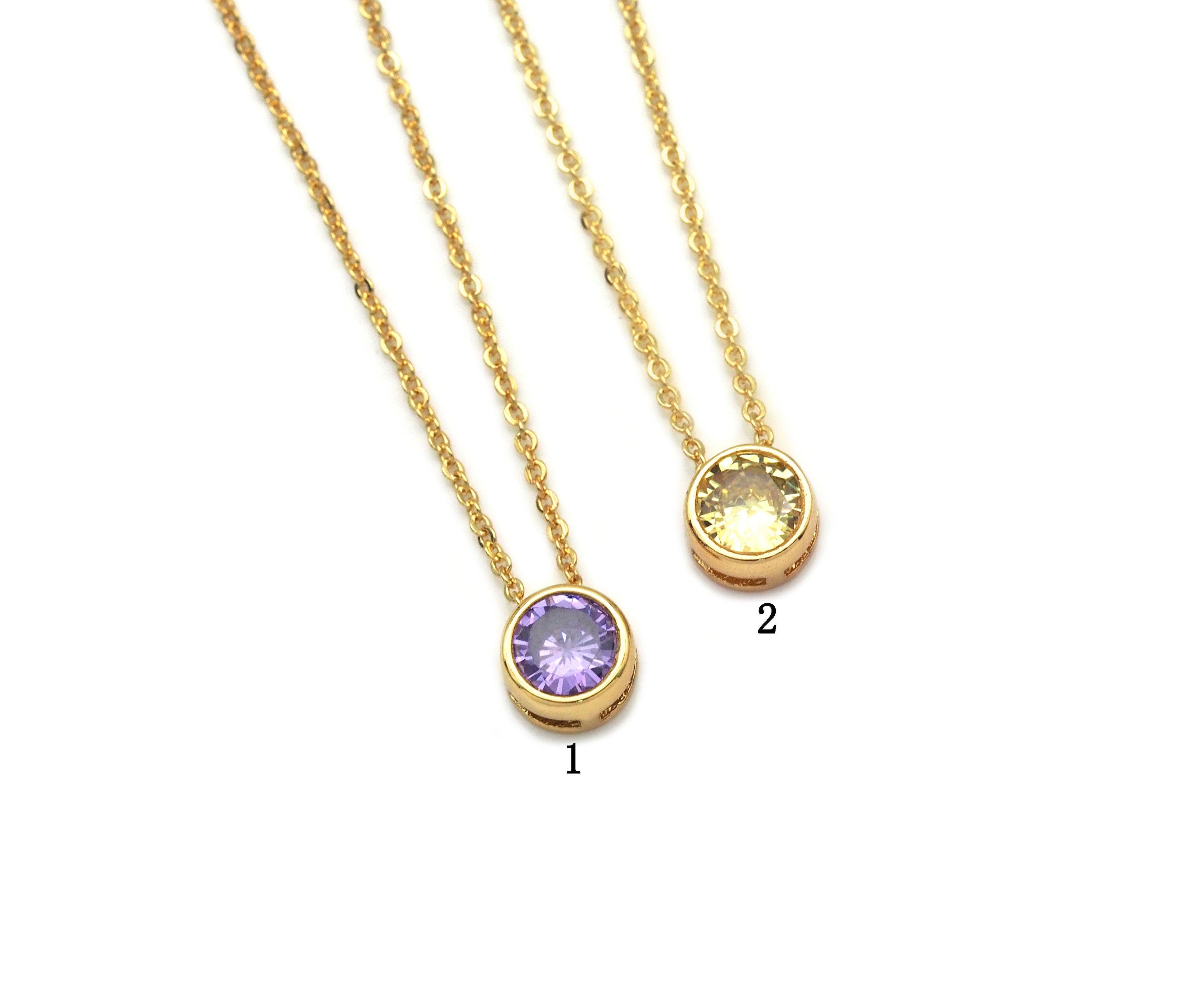 Bezel CZ Dainty Chain Necklace, sku#EF218
