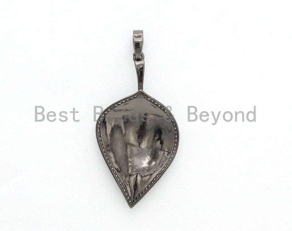 NEW Colorful Enamel Oil Drop Leaf Pendant, Cubic Zirconia Enamel Leaf Charm, Fashion Jewelry, 27x50mm, SKU#F618