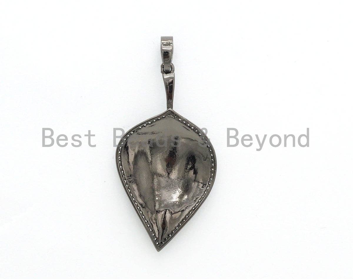 NEW Colorful Enamel Oil Drop Leaf Pendant, Cubic Zirconia Enamel Leaf Charm, Fashion Jewelry, 27x50mm, SKU#F618