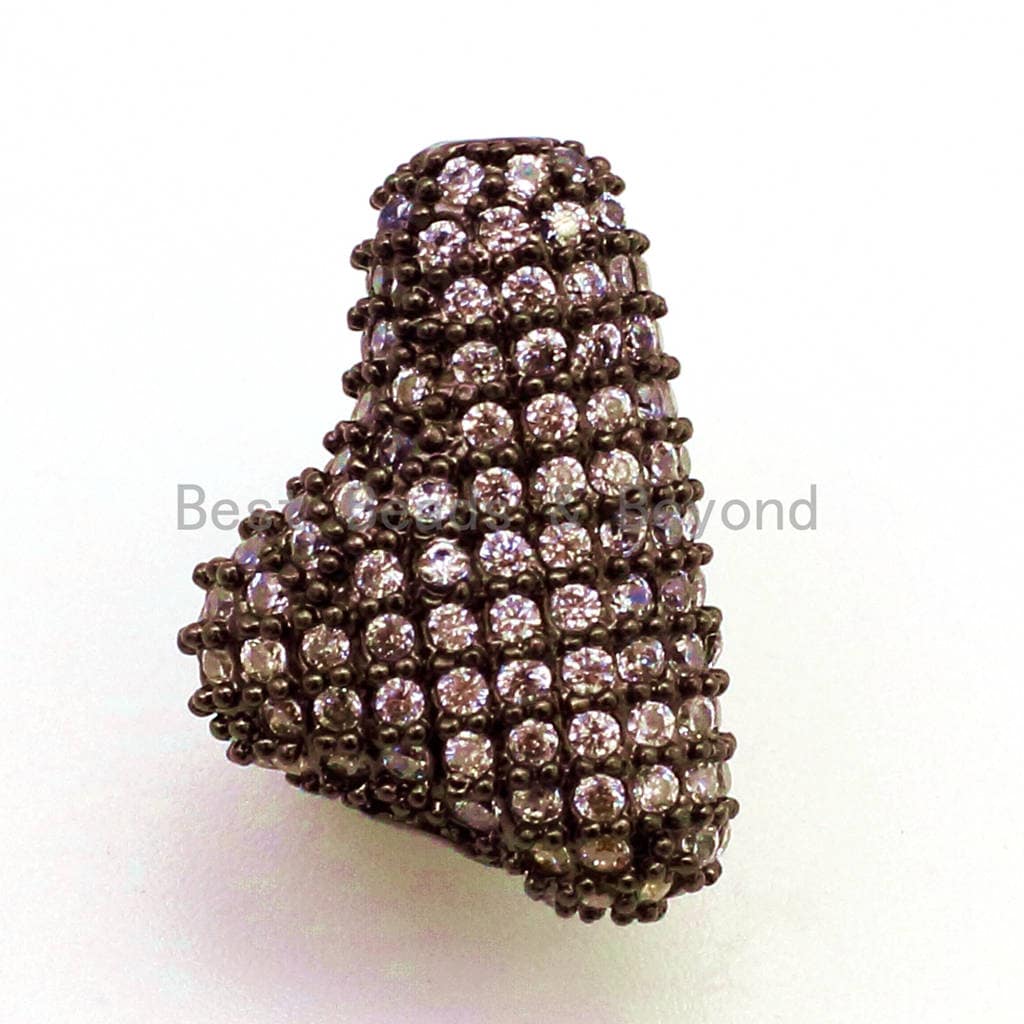 CZ Micro Pave Nugget Spacer Beads with Clear Crystal for Bracelet/Necklace, Cubic Zirconia Beads, 17x12x6mm, Bracelet Charms, sku#G64