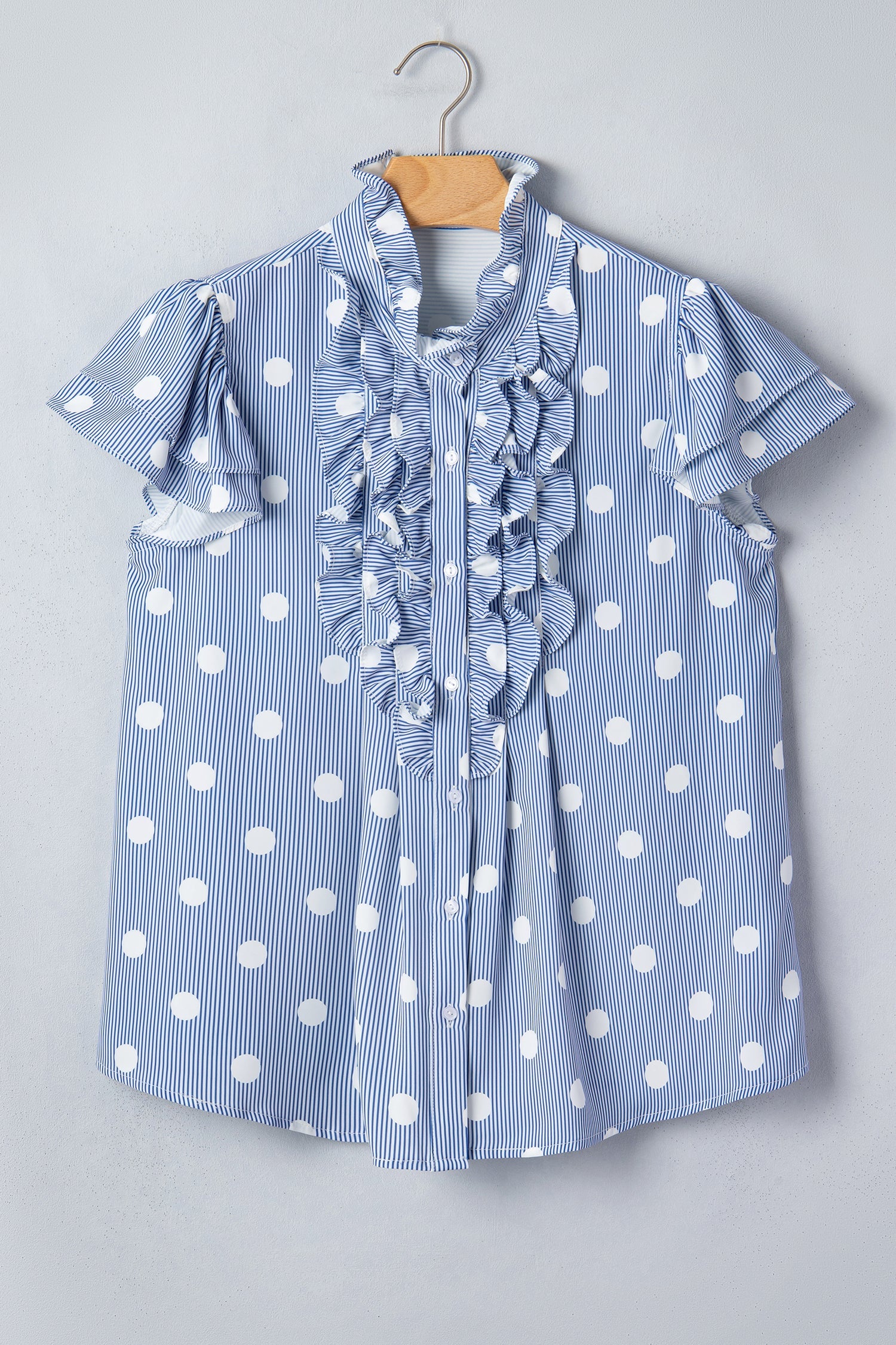 Alaina Pleated Ruffle Sleeve Shirt