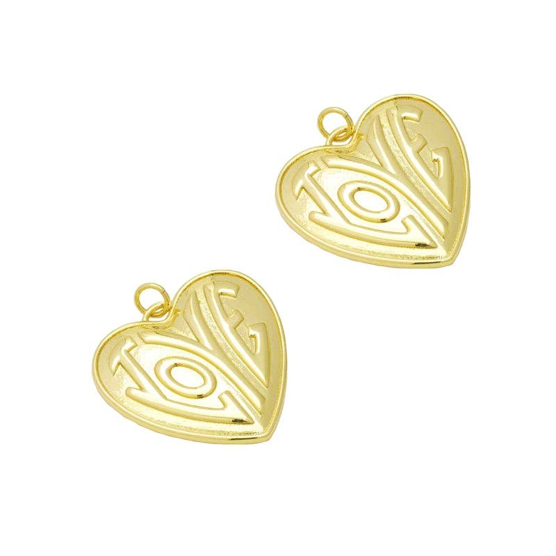 CZ Gold Love On Heart Charm, Sku#LX211