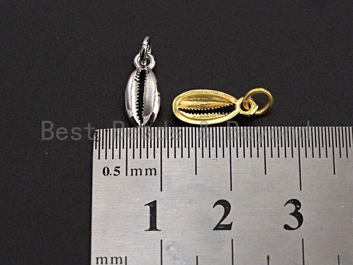 Oval Shell Shaped Pendant/Charm, Cubic Zirconia Pendant Charm,6x13mm,sku#Z562