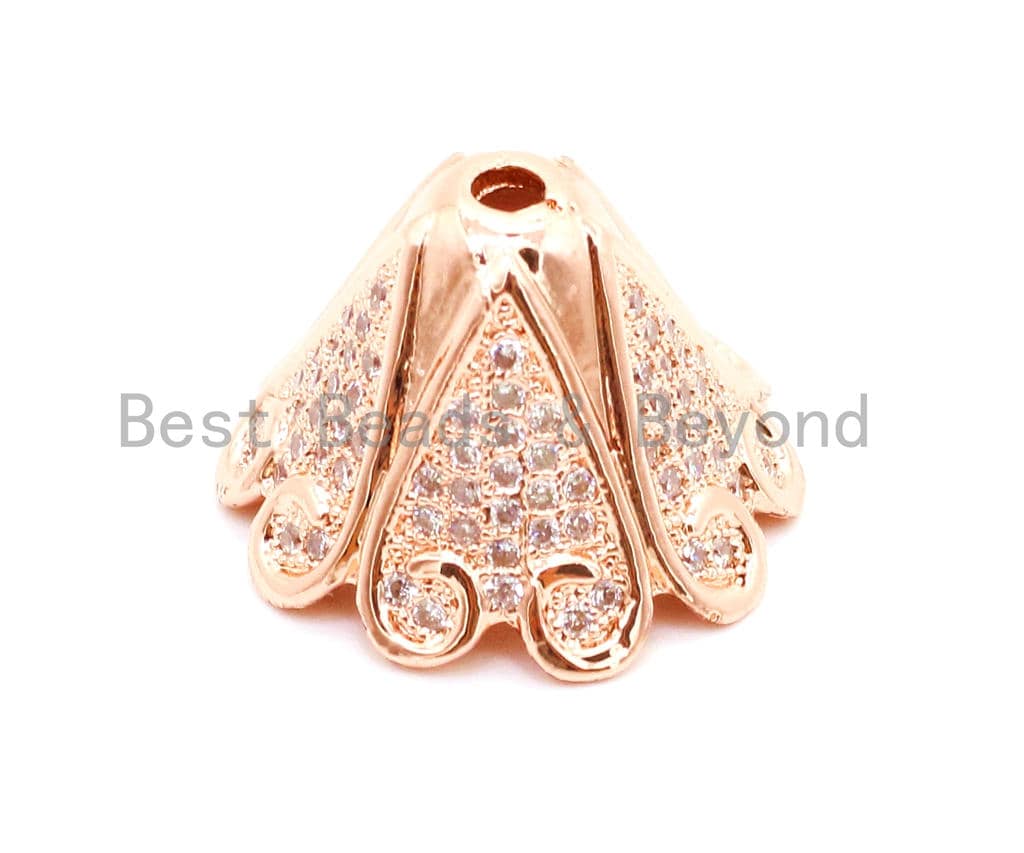 CZ Micro Pave Large Beads Cap, Metal Beads Cap,Tassel Cap, 18x12mm,sku#G88