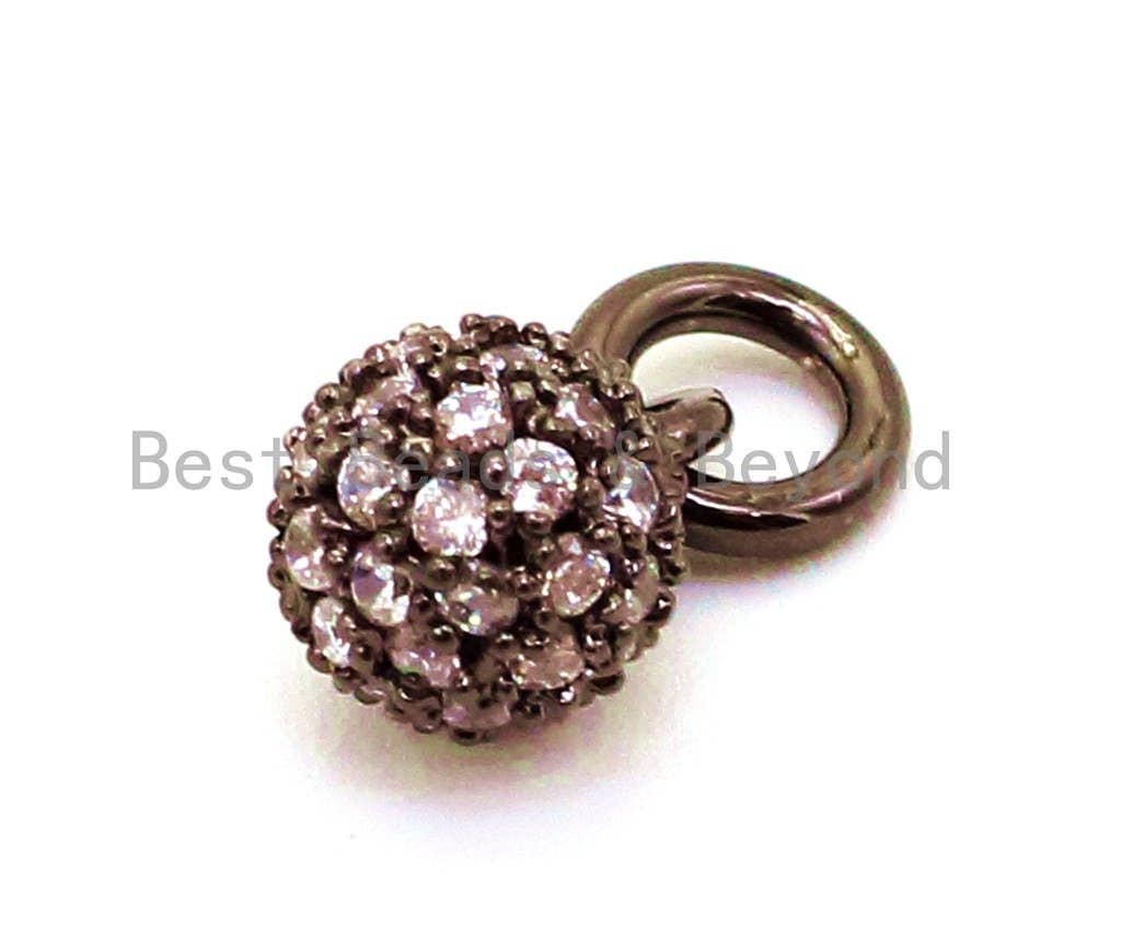 CZ Micro Pave Ball Dangle Charm for Bracelet/Necklace, Pendant Cubic Zirconia Ball Charm, Extension Chain Dangle, 6mm, sku#G95