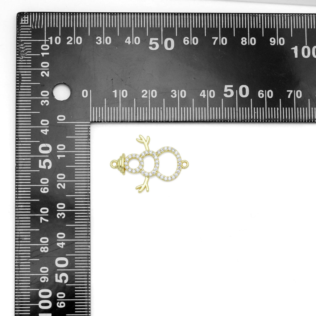Clear CZ Gold Snowman Connector Charm Pendant, Sku#Y986