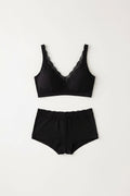 Cotton Bralette With Lace Edge