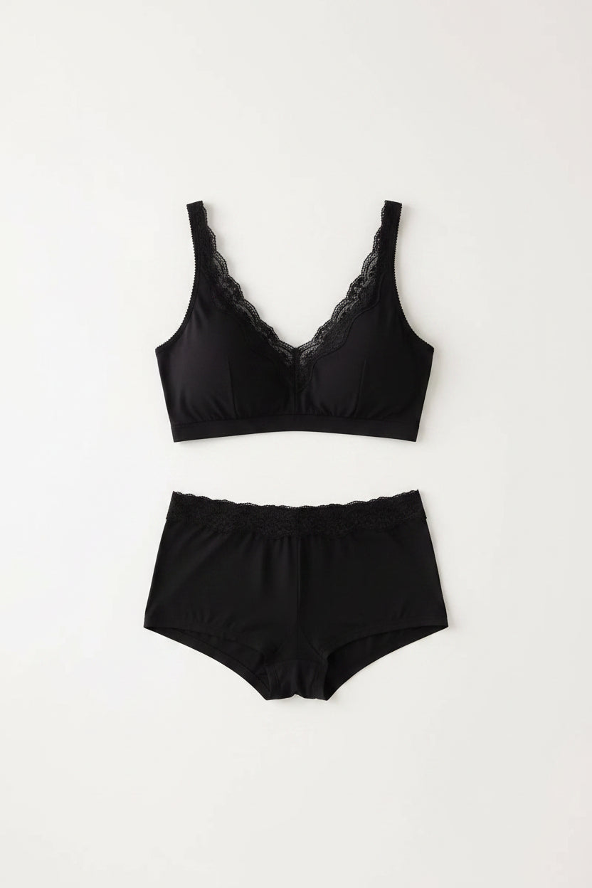 Cotton Bralette With Lace Edge