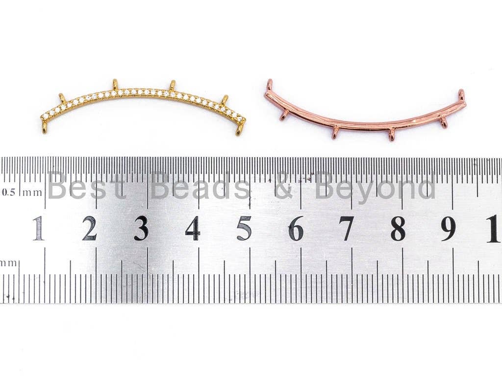 CZ Micro Pave Pendant Connector for Necklace, Pave Charm Holder, Black/Silver/Gold/Rose Gold tone Connector with Clear CZ, 2x40mm,sku#F400