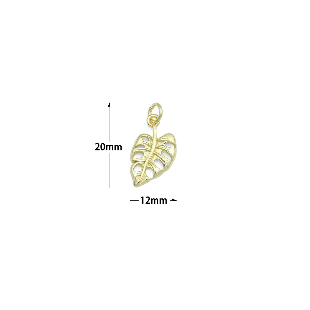 Gold Silver Leaf Charm Pendant, Sku#LX842