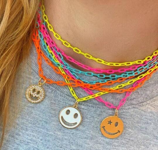 3.5mm Enamel Paperclip Chain Bracelet/Necklace, Sku#EF76