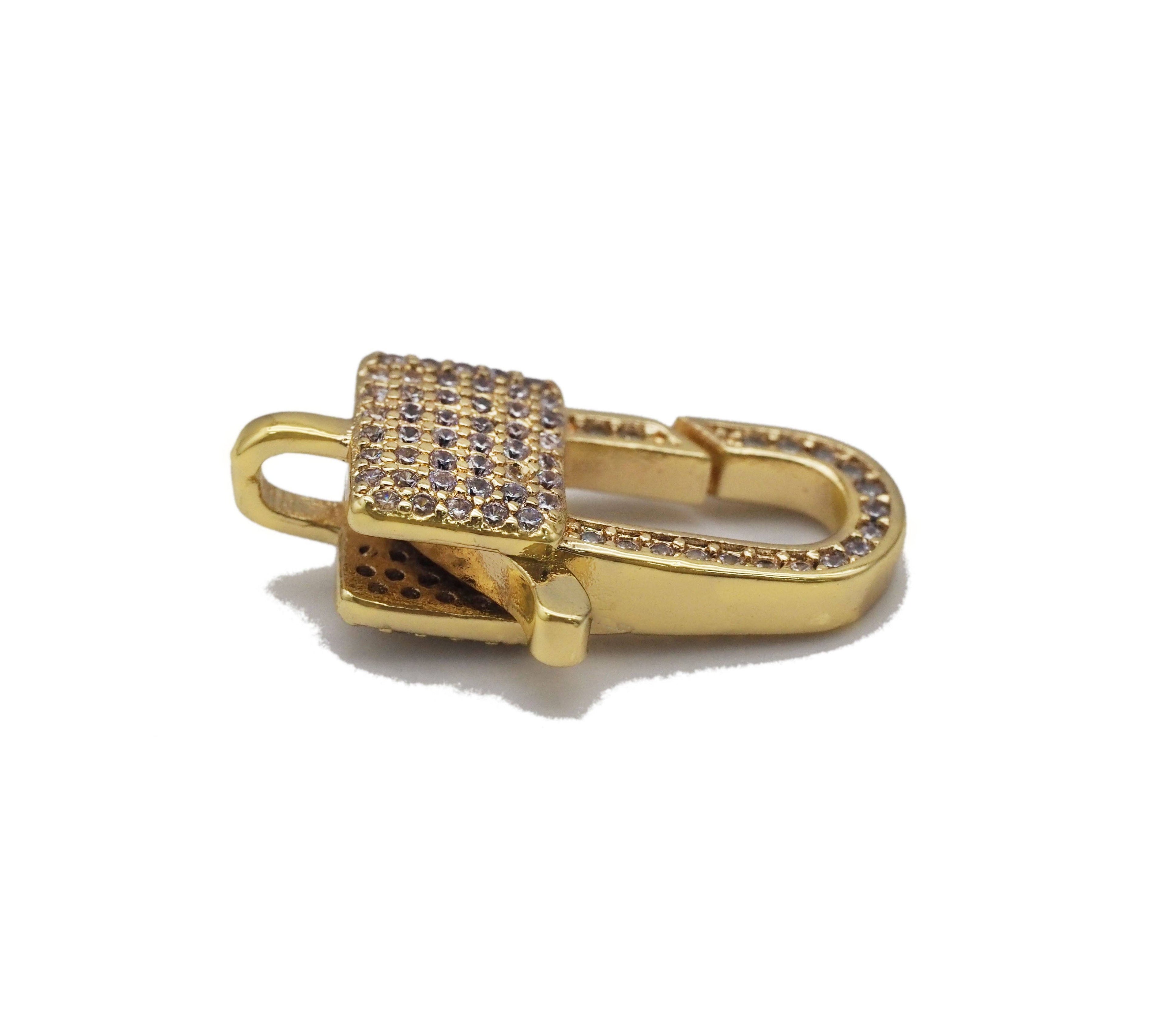 Fully CZ Pave Gold/Silver Lock Clasp, Sku#LX109
